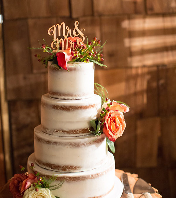 4 Tiered Rustic Naked Wedding Cake